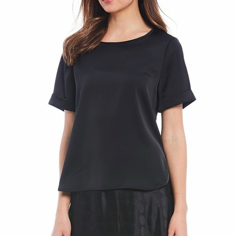 Cremieux Stevie Satin Short Sleeve Blouse